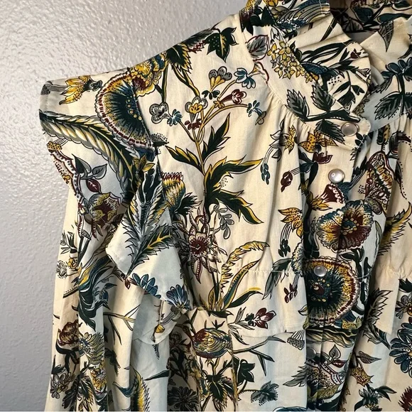 Tuckernuck Floral Ruffle Blouse - Cream and Green - Picture 10 of 16